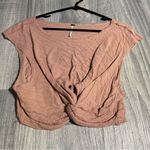 Free People Rose Pink Crop Top Twist Knot Front; Medium Women's Photo 0