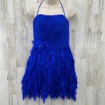 Jovani Y2K Fairy Winter Ball Dress Womens 2 Blue Silk Feathered Beaded Detail Photo 2