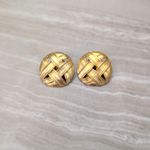 Vintage Clip On Earrings Stunning Gold Tone Statement Woven Design Stylish Photo 1