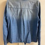 J.Jill denim ombré jeans tie front roll sleeves tab button up shirt. Medium Photo 3