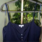 GILLI Navy MIDI Length Tiered Front Slit Dress with Adjustable Straps Size 1X Photo 3