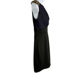 Mystic Vintage  Bodycon Surplice Top Mini Dress M Black Blue Sequin Sleeveless Photo 2