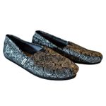 Toms Black Silver Paisley Canvas Striped Slip On Loafer Size 8.5 Photo 1