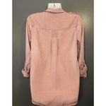 Lucky Brand  Shirt Womens Medium Pink Lyocell Button Front Utility Top Roll Tab Photo 3