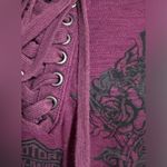 Harley Davidson EUC Harley-Davidson Purple & Black Flowered Winged Skull  Henley Tee size small Photo 7
