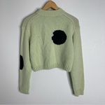 Tibi  Intarsia Cropped Pullover Pistachio Black Spotted Sweater Extra Small Photo 4