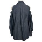 Brunello Cucinelli  Denim Cold Shoulder Top Women’s XS Dark Wash Puff Sleeve Photo 4