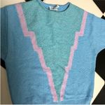 James Kenrob Vintage 70s  by Dalton Chevron Baby Blue Short Sleeve Sweater Vest L Photo 3