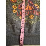 Hasta Siempre Women's Sweater S Small Gray Fleece Lining "La Catrina" Halloween Photo 4