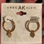 Anne Klein  925 Silver Post Crystal Zircon heart drop Golden loop Earrings Photo 1