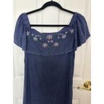 NWT Denim Chambray Floral Embroidered Dress Size Large Western Rodeo Boho Blue Photo 2