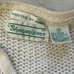 Vintage‎ Shenanigans Women's Hand Knitted Floral Embroidered V Neck Sweater M Pink Size M Photo 3