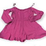 Ecote Crochet Lace Cold Shoulder Romper Magenta Photo 5