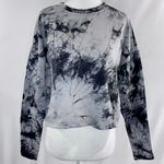 Z By Zella New Long Sleeve Crewneck Cropped Sweatshirt Meadow Black Grey Photo 2