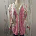 Vintage‎ cardigan floral bloomcore 90s 80s unique medium knit barbie core Pink Photo 12
