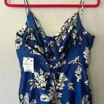 ZARA  Satin Floral WideLeg Jumpsuit with Knot Royal Blue Women’s Size XS NWT Photo 7