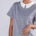Dorothy CAREER Gray Checkered Women's Blouse top LARGE PETER PAN NECKLACE NWOT White Photo 2