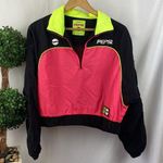 Forever 21 Pepsi Pink & Black Colorblock Long Sleeve Half Zip Sport Athletic Top Jacket M Photo 0