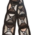 Vintage 1970s Sash Belt Leather Macrame Crochet Scarf Brown Photo 10