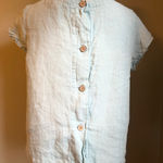C&C California Linen Button Back Top Shirt Blue M classic boho cottagecore Y2K Photo 0