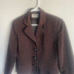Kasper  Vintage Brown Leopard Suit Jacket Blazer‎ Business Casual Office Size 6P Photo 2