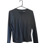 Lands' End gray Cotten blend Zip Crew Cardigan loungewear basic minimalist active Photo 1