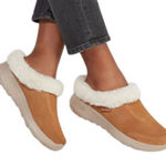 Skechers  Women's Tan Slippers with White Fur Photo 0