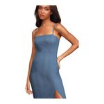 LULUS Splendid Moment Medium Wash Chambray Sleeveless Midi Dress Blue Photo 2