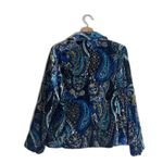 Chico's  Blazer Womens S Blue Velvet Paisley Print Button Front Jacket Boho Dressy Photo 7