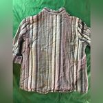 A Byer A. Byers Women’s 3/4 Sleeve Button Down Tie Striped Blouse Size L Photo 5