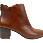 Lands' End Lands’ End Scalloped Edge Brown Leather Ankle Boots Photo 0
