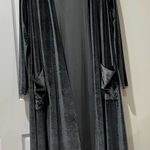 LuLaRoe Velvet Size Large Grey Velvet Sarah Cardigan Long Duster With Pockets Photo 0