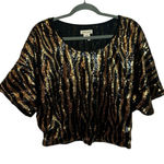 Sans Souci  Animal Print Sequin Dolman Blouse Photo 0