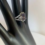 STERLING SILVER 925 AMETHYST AND CUBIC ZIRCONIA COCKTAIL RING (10) Purple Photo 3