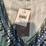 J.Jill Women's A-Line Dress Embroidered Sleeveless Striped Green White XL NWT Photo 7