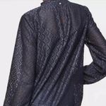 Ann Taylor LOFT Gray Lace Mosaic Floral Sheer Long Sleeve Mock Neck Blouse Top Size M Photo 7