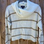 A Byer A. Byer Women's Cream and Brown Cowl Neck Sweater Photo 0