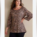 Soft Surroundings  large animal print fuzzy top sweater Photo 3