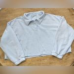 Aerie  Fleece Of Mind Women’s Large Sunset‎ Blue Cropped Polo Sweatshirt Photo 6