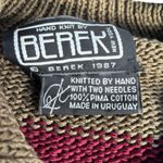 Vintage 80s Berek Hand Knit Pima Cotton Airplane Cardigan Oversized Military Green Size L Photo 6