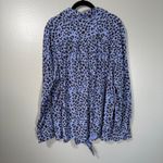 Belle Kim Gravel Blue Animal Print Button Up Shirt Photo 6