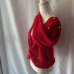 No Boundaries  Red Off-the-Shoulder Sweater with Pearl Details Photo 3