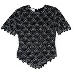 Vintage Lawrence Kazar M Beaded Sequin Evening Top Asymmetrical Art Deco Gatsby Black Size M Photo 6