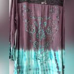 Vocal Voice Of California Lace Contrast Beaded Tunic Sz 1XL 3/4 Sleeves Gray NWT Photo 1