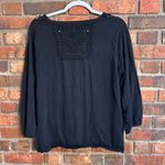 Joseph A  womens crochet knit button front cardigan sweater black L Photo 3