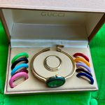Gucci Gold and Green Watch with Interchangeable Bezels Photo 4