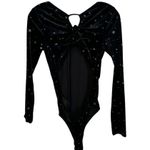 Wild Fable Black Long Sleeve Velvet Celestial Stars Moons Sun Silver Metallic S Photo 1