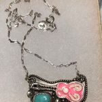 Turquoise/Pink Guitar Silver Necklace Photo 1