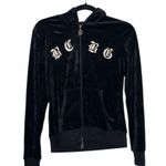BCBGMAXAZRIA  Velour Velvet Crown print sequins y2k hoodie size medium Photo 1