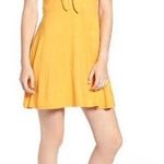 Love, Fire  Tie Front Sun Dress, Mustard Yellow White Size S NWT Photo 0